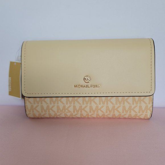 MICHAEL KORS Jet Set Charm Signature Colorblock LG Flap Phone Wristlet/Wallet ⭐ - Picture 6 of 16